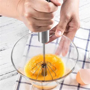 【 LIMITED SALE】Egg Beater Metal Rotate Semi-automatic Hand Stainless Steel
