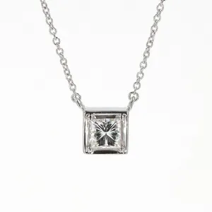 0.60 CTW DEW Square Moissanite Necklace in Sterling Silver