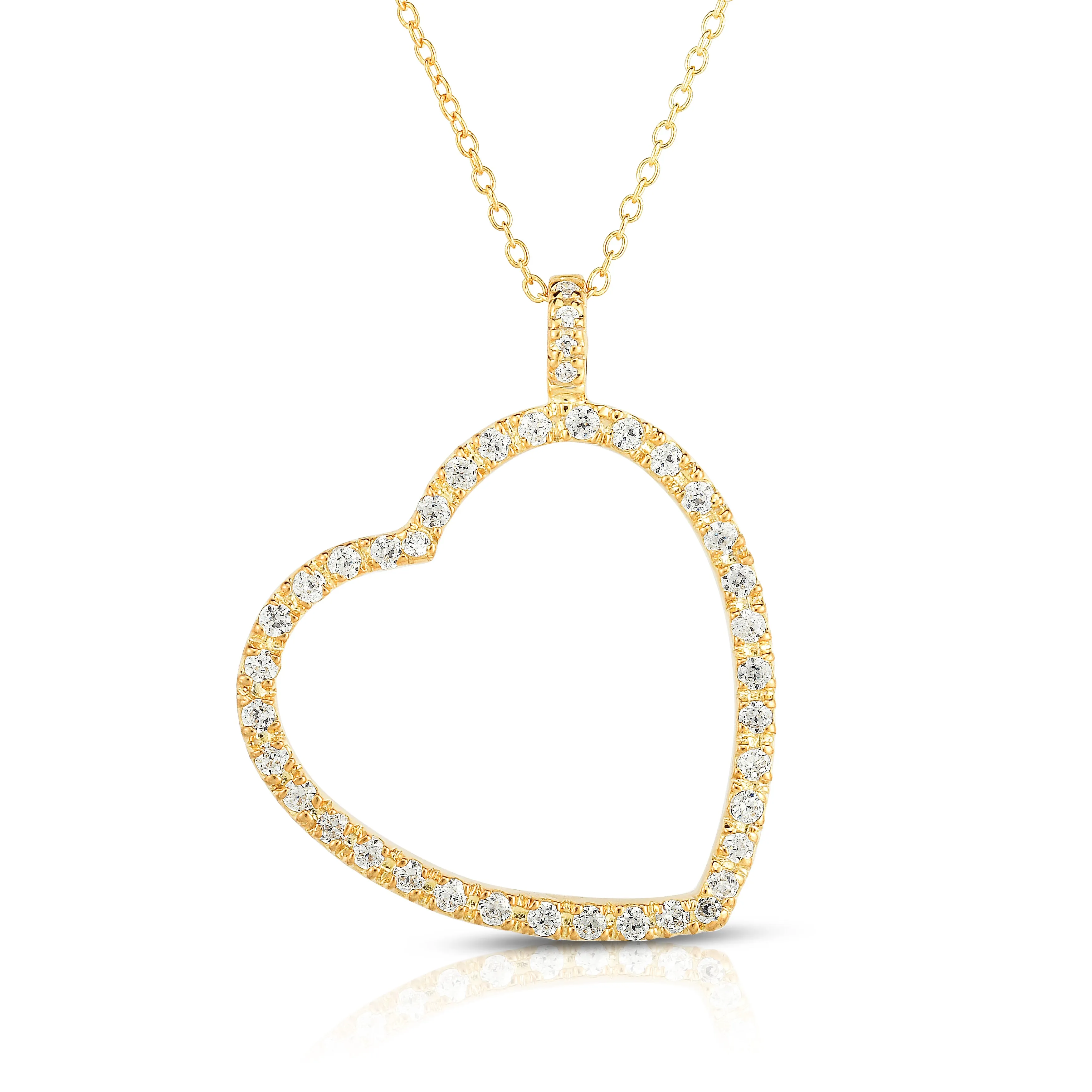 0.60Ct Diamond Heart Pendant, 18" Gold Chain in 14K White Gold