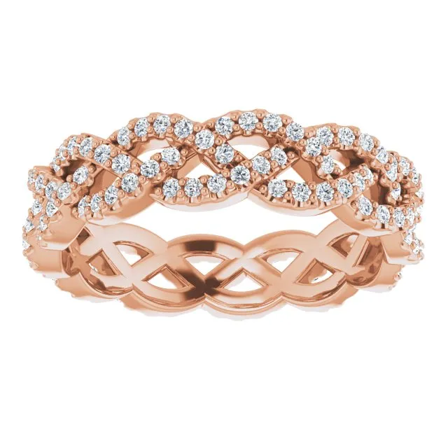 0.72 ct. Round Diamond Open Braid Design Eternity Band