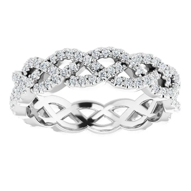 0.72 ct. Round Diamond Open Braid Design Eternity Band