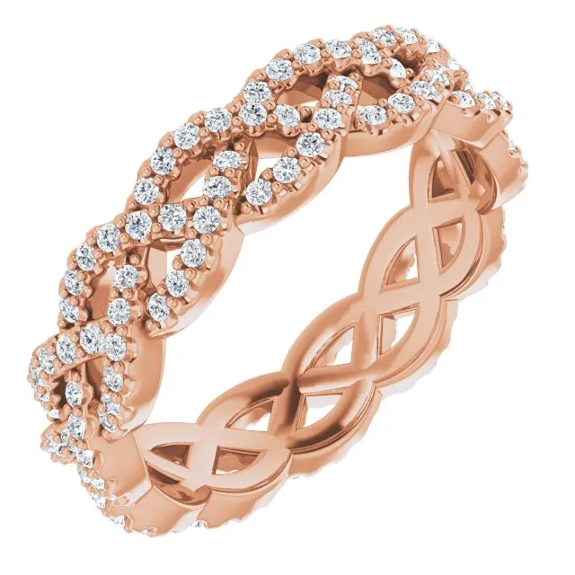 0.72 ct. Round Diamond Open Braid Design Eternity Band