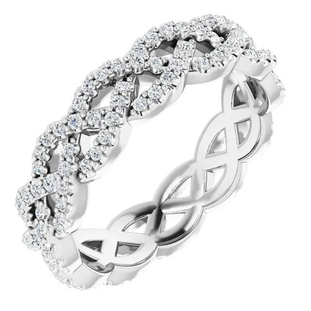 0.72 ct. Round Diamond Open Braid Design Eternity Band