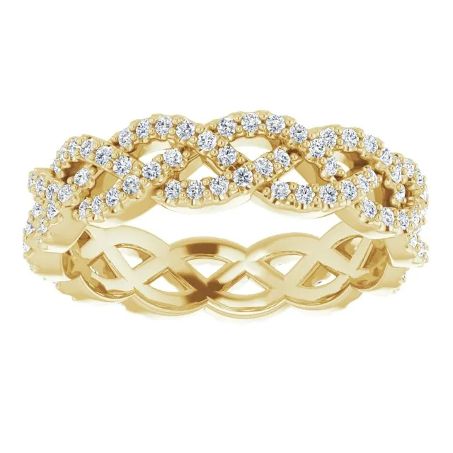 0.72 ct. Round Diamond Open Braid Design Eternity Band