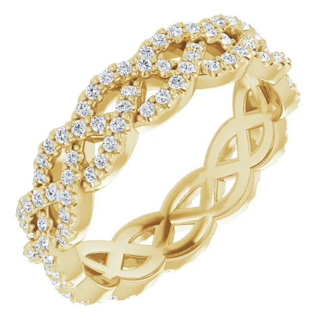 0.72 ct. Round Diamond Open Braid Design Eternity Band