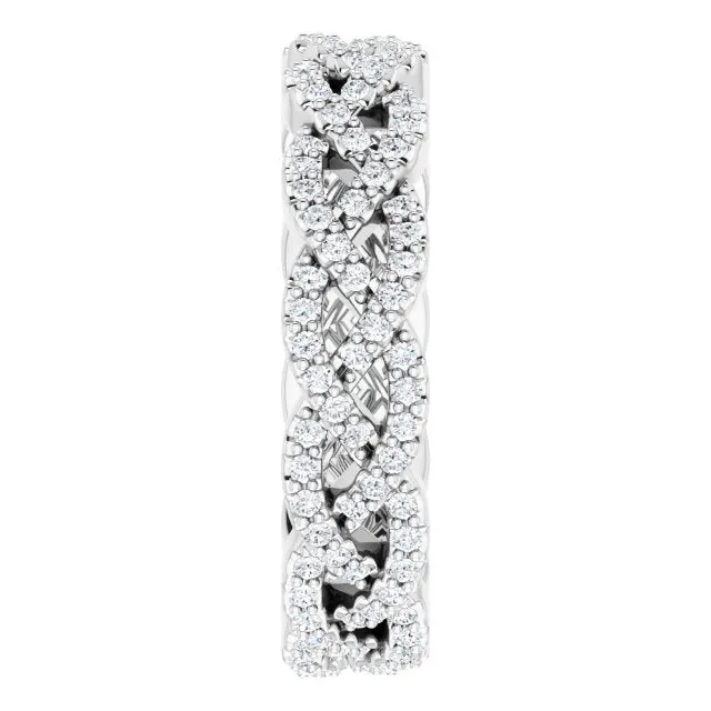 0.72 ct. Round Diamond Open Braid Design Eternity Band