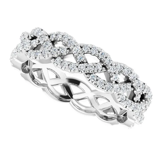 0.72 ct. Round Diamond Open Braid Design Eternity Band