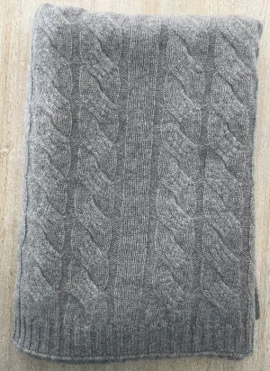 100% Cashmere Cable Knit Throw Blanket