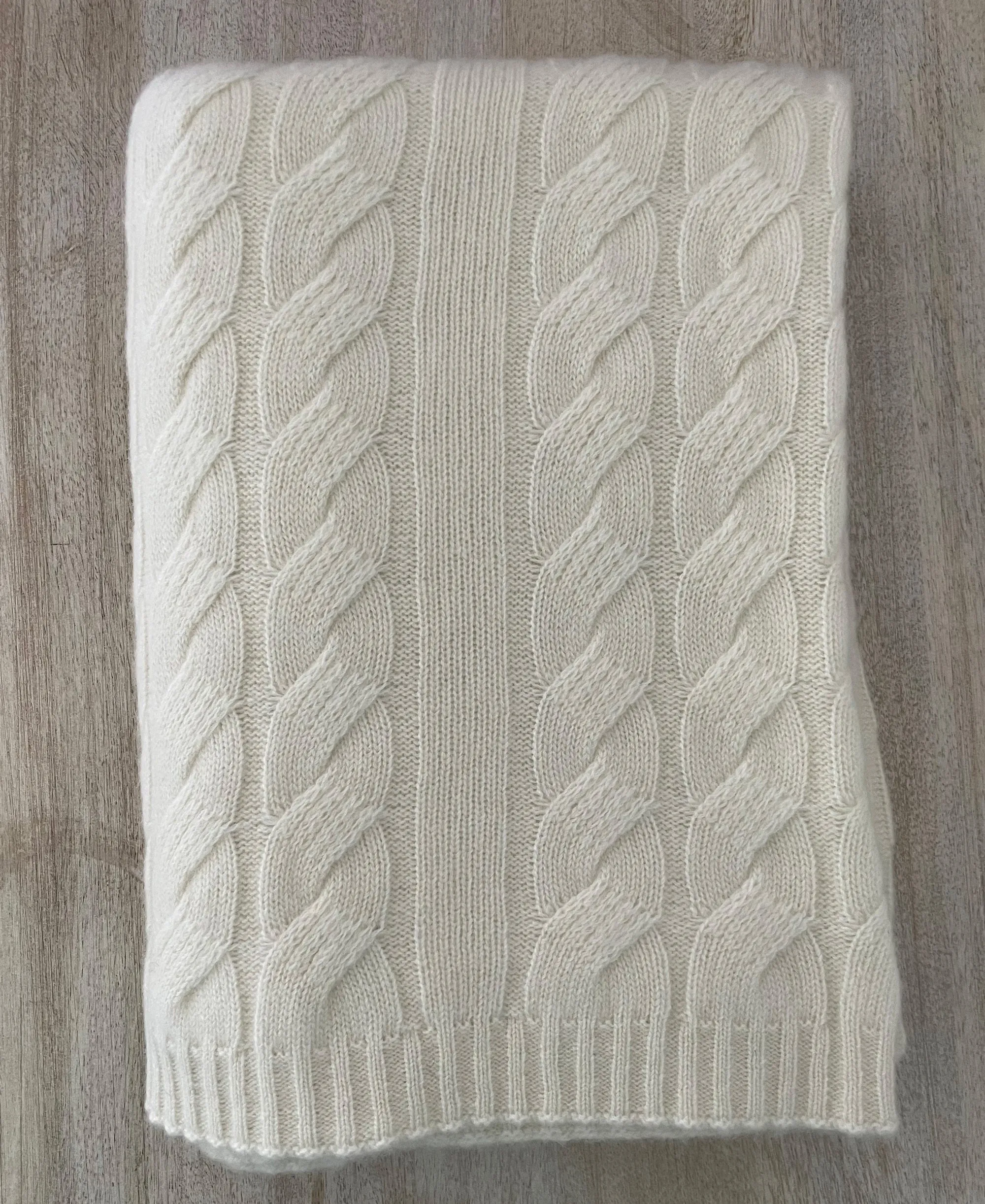 100% Cashmere Cable Knit Throw Blanket