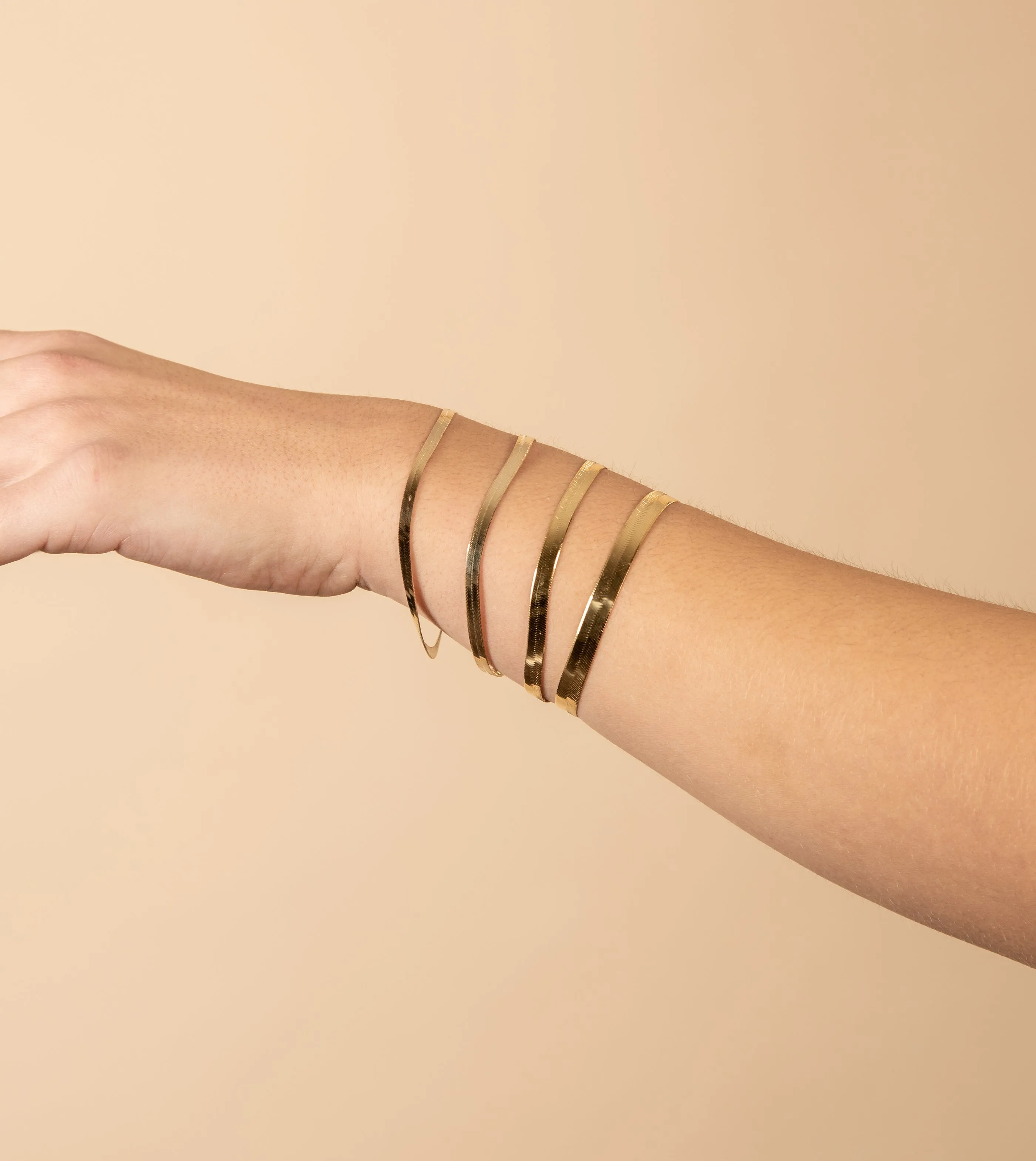 10k Gold Herringbone Chain Bracelet