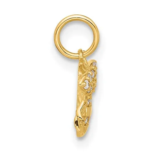 10k Yellow Gold Clear CZ Bee Charm Pendant