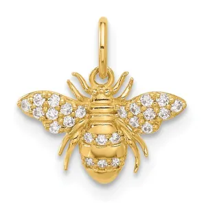 10k Yellow Gold Clear CZ Bee Charm Pendant