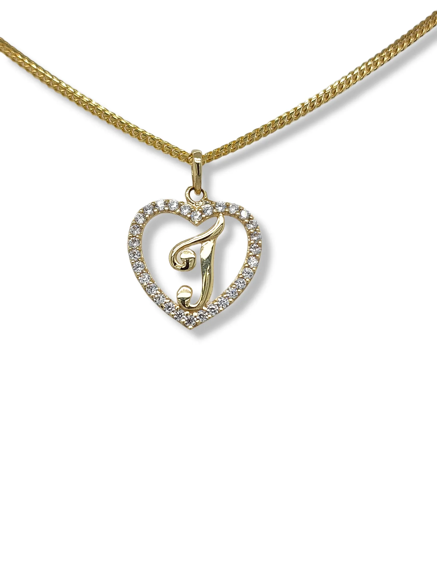 10K Yellow Gold Heart Letter Pendant
