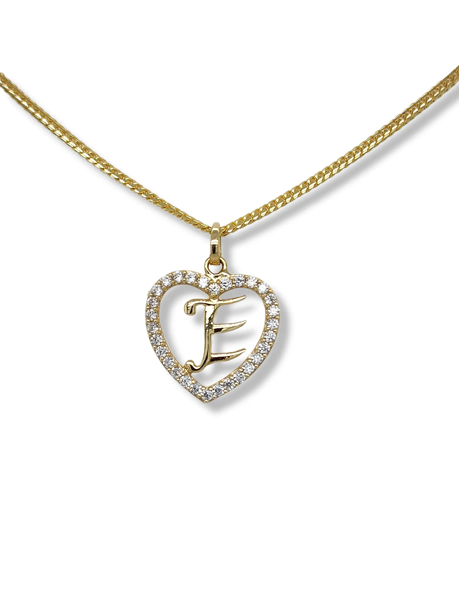 10K Yellow Gold Heart Letter Pendant