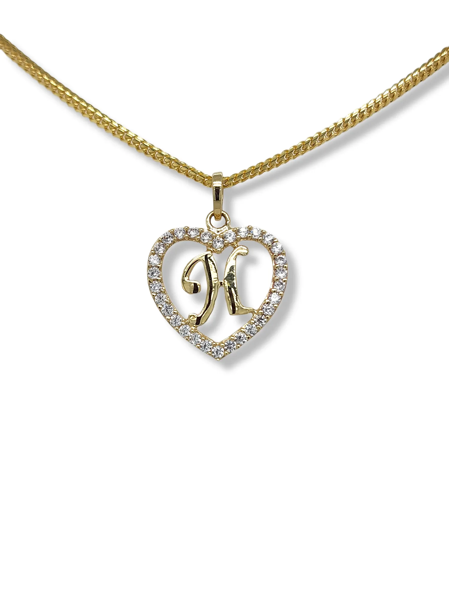 10K Yellow Gold Heart Letter Pendant