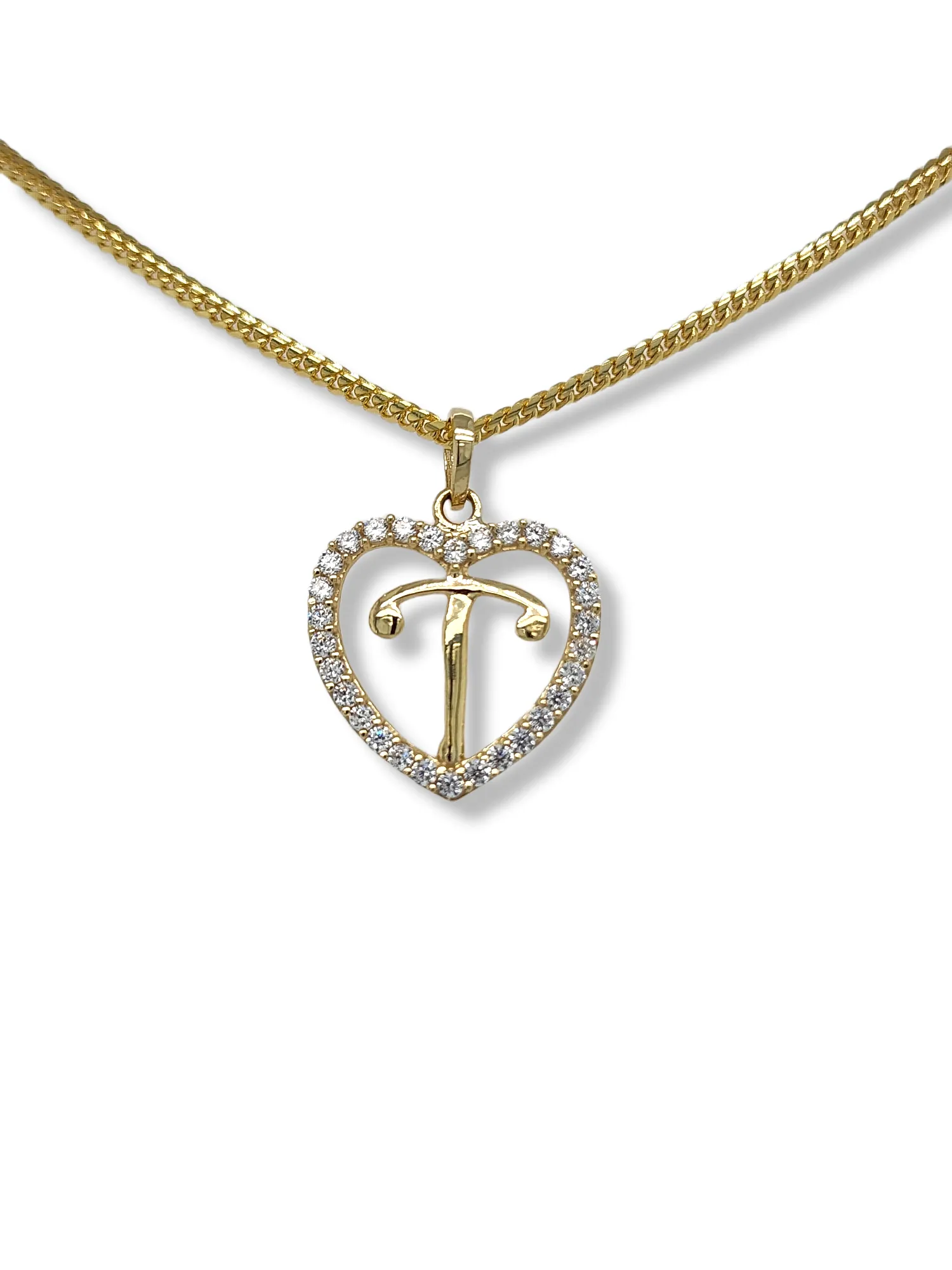 10K Yellow Gold Heart Letter Pendant