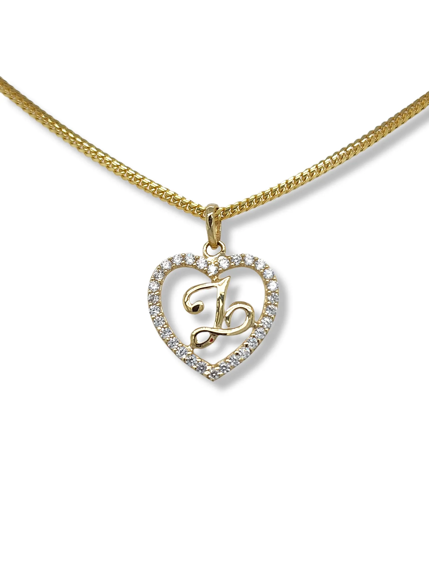 10K Yellow Gold Heart Letter Pendant