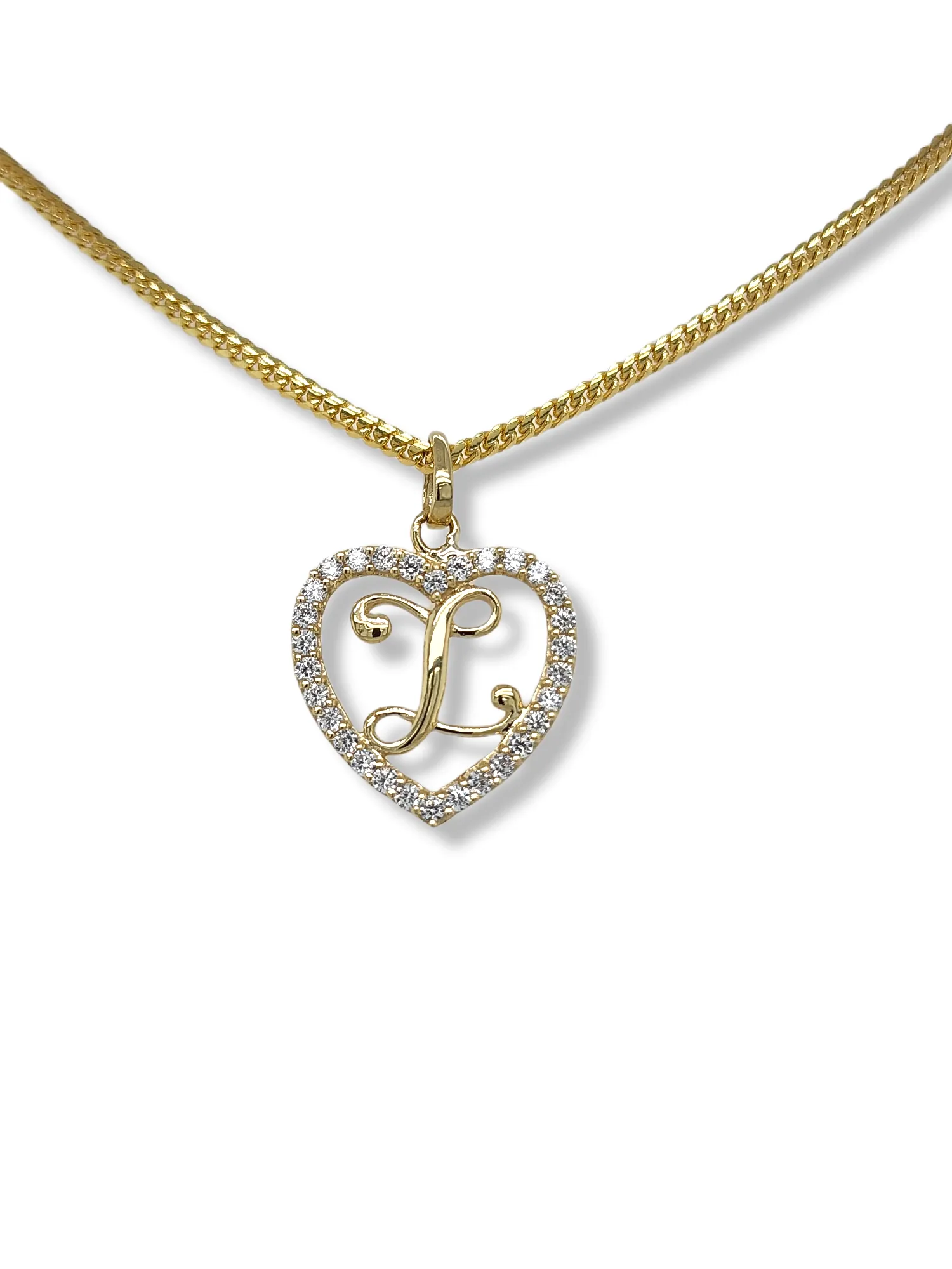 10K Yellow Gold Heart Letter Pendant