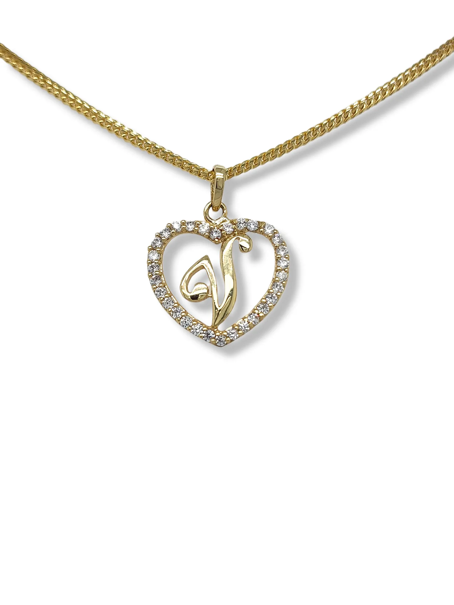 10K Yellow Gold Heart Letter Pendant