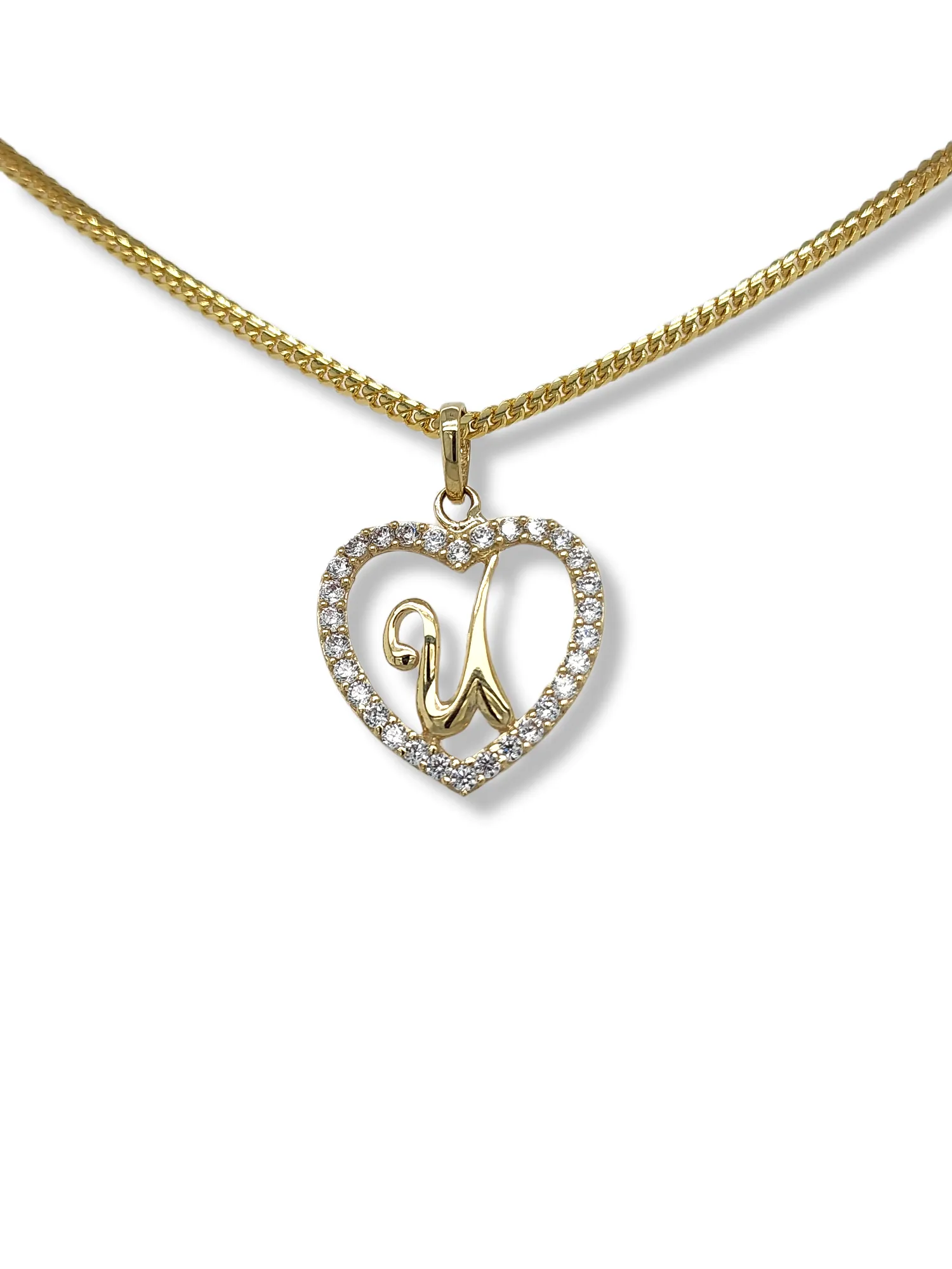 10K Yellow Gold Heart Letter Pendant