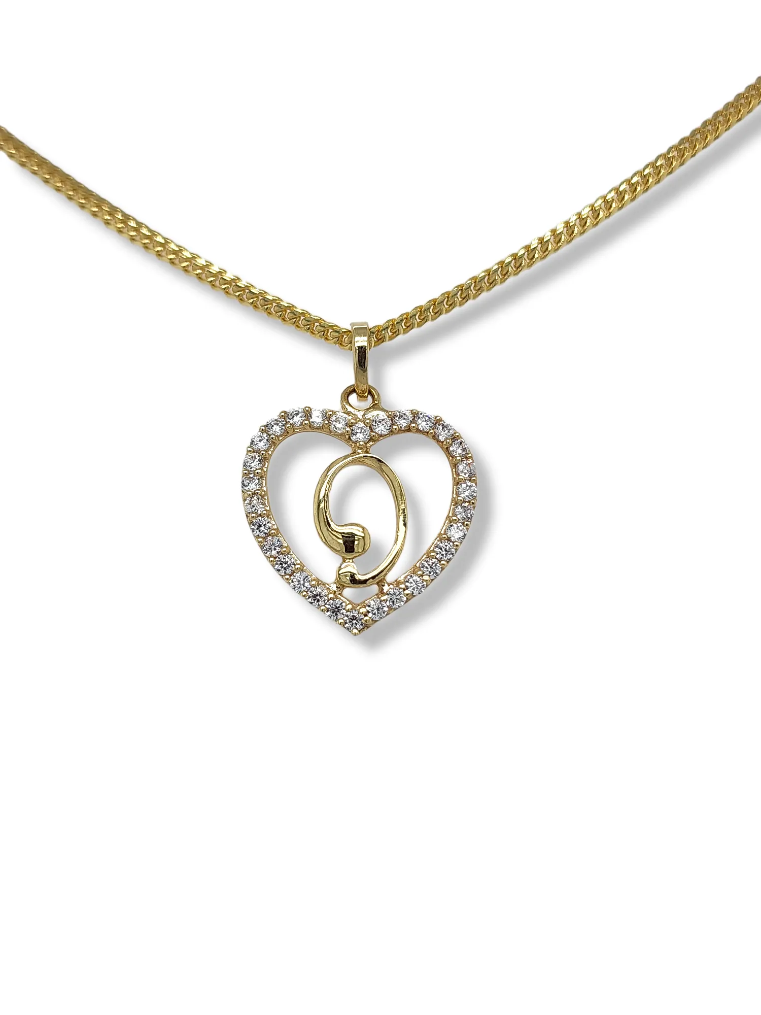 10K Yellow Gold Heart Letter Pendant