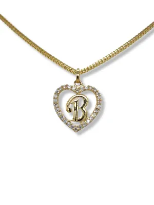 10K Yellow Gold Heart Letter Pendant