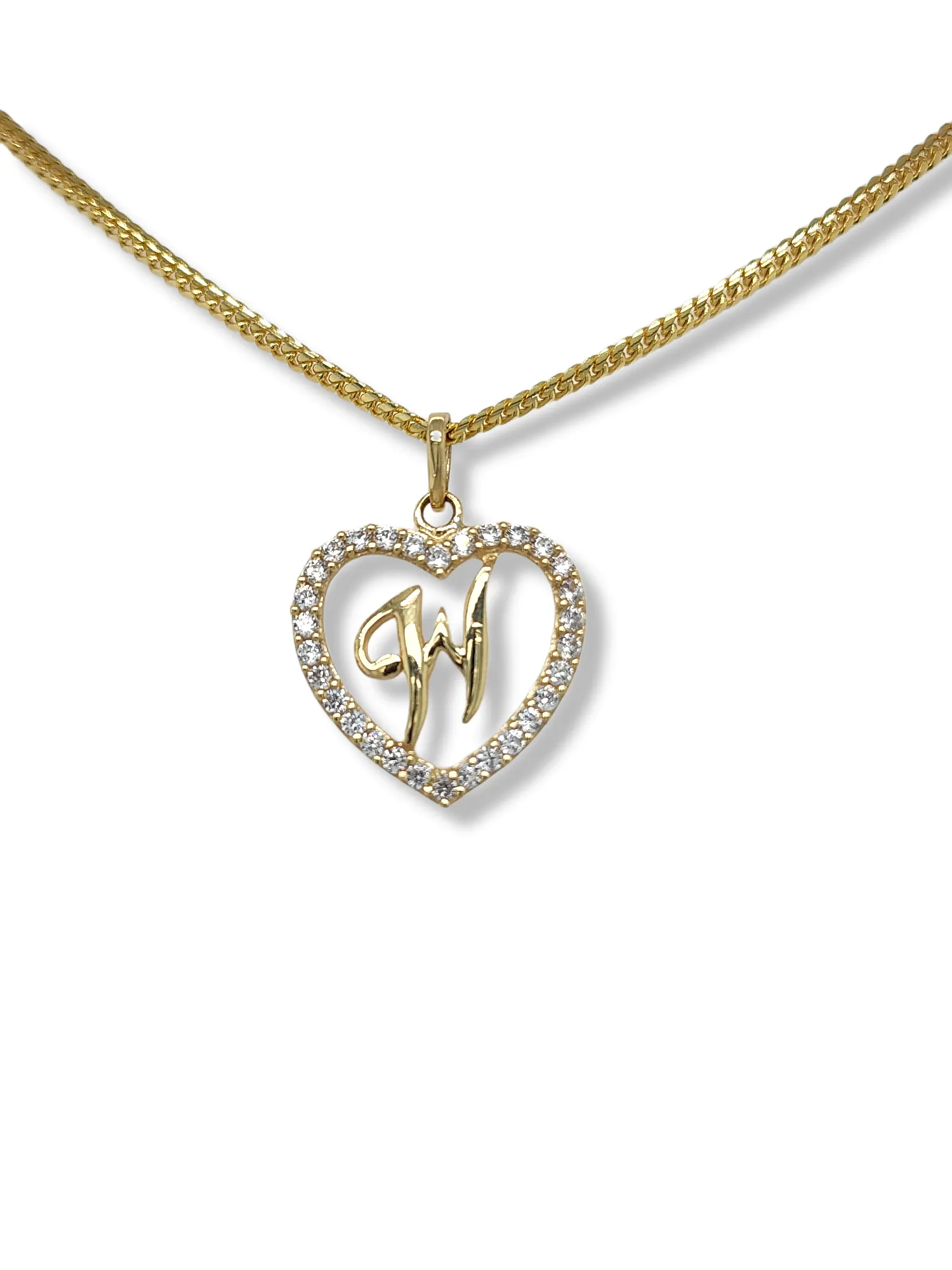 10K Yellow Gold Heart Letter Pendant