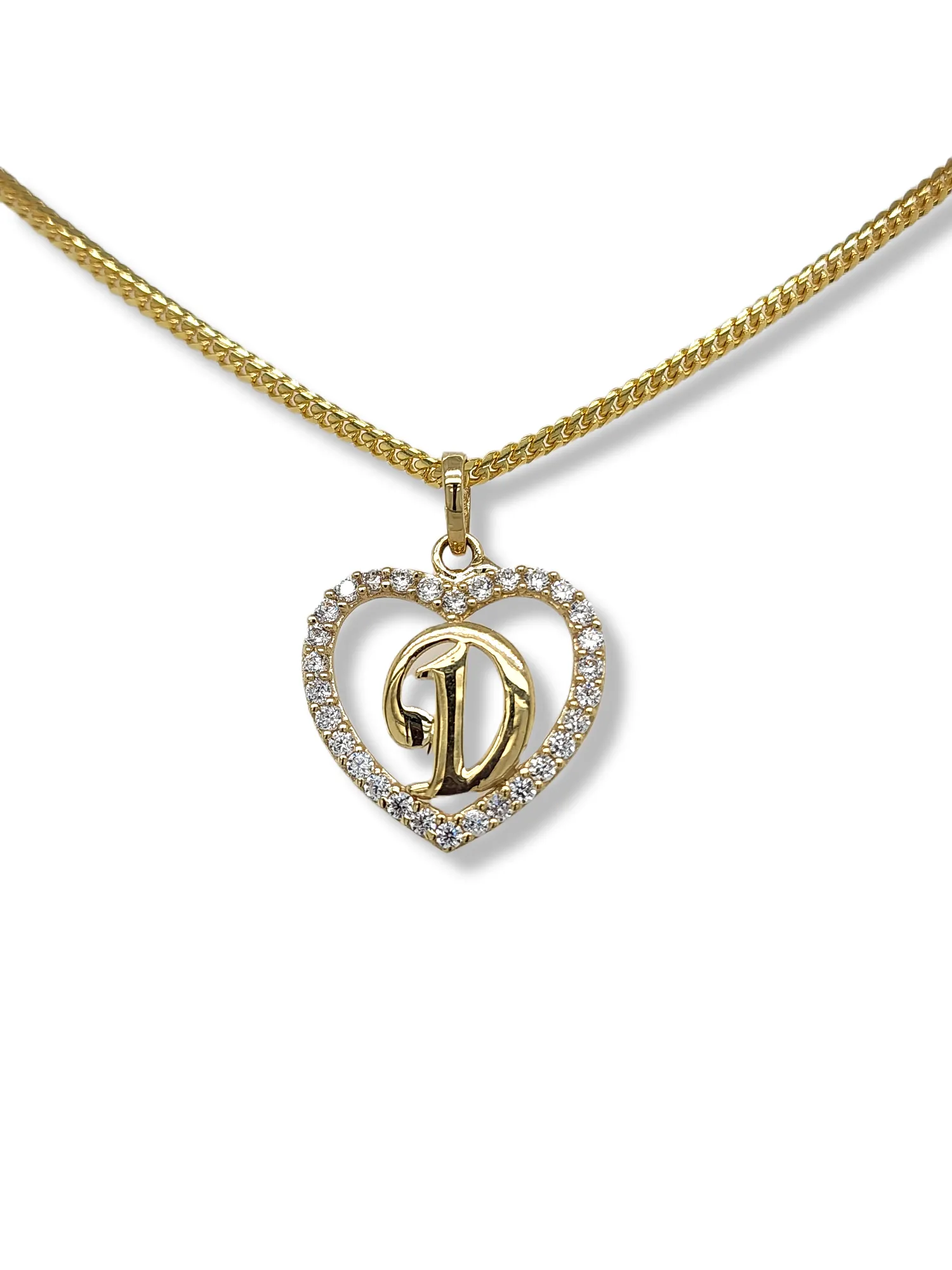 10K Yellow Gold Heart Letter Pendant