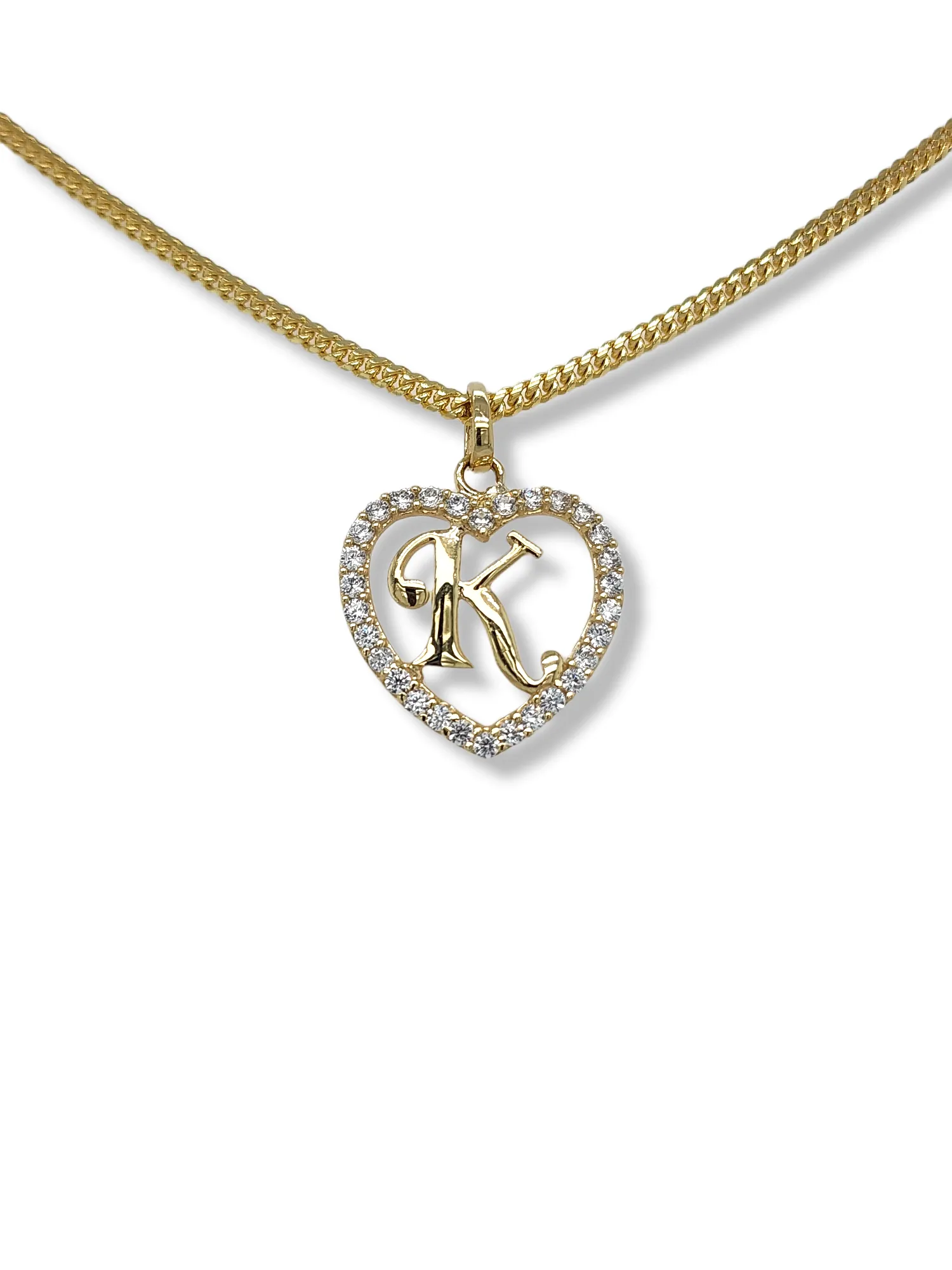 10K Yellow Gold Heart Letter Pendant