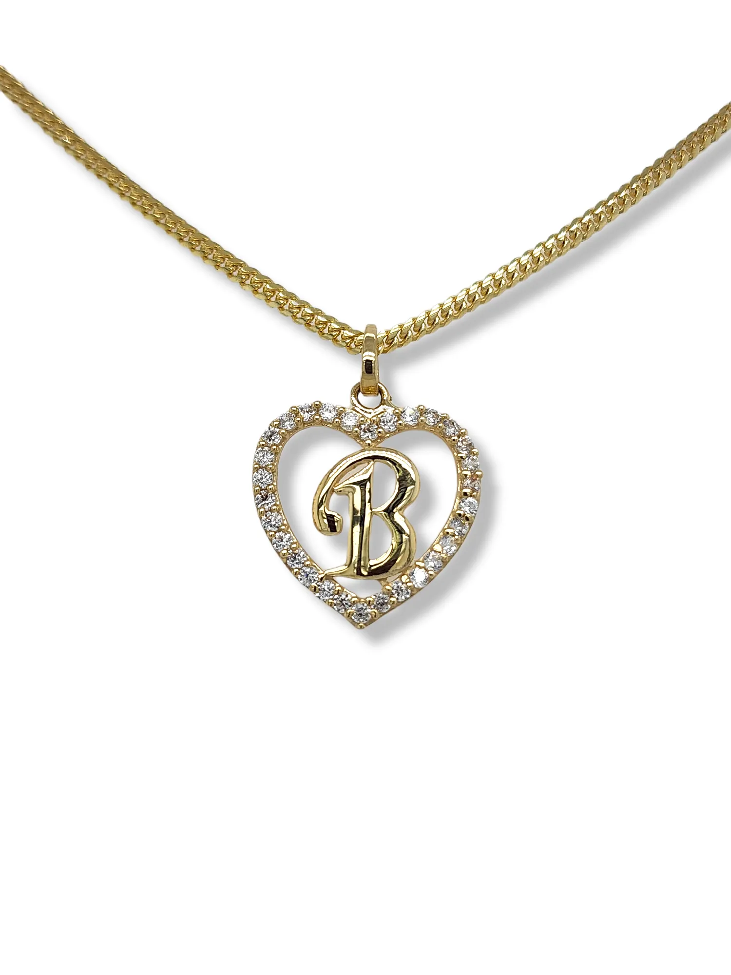 10K Yellow Gold Heart Letter Pendant