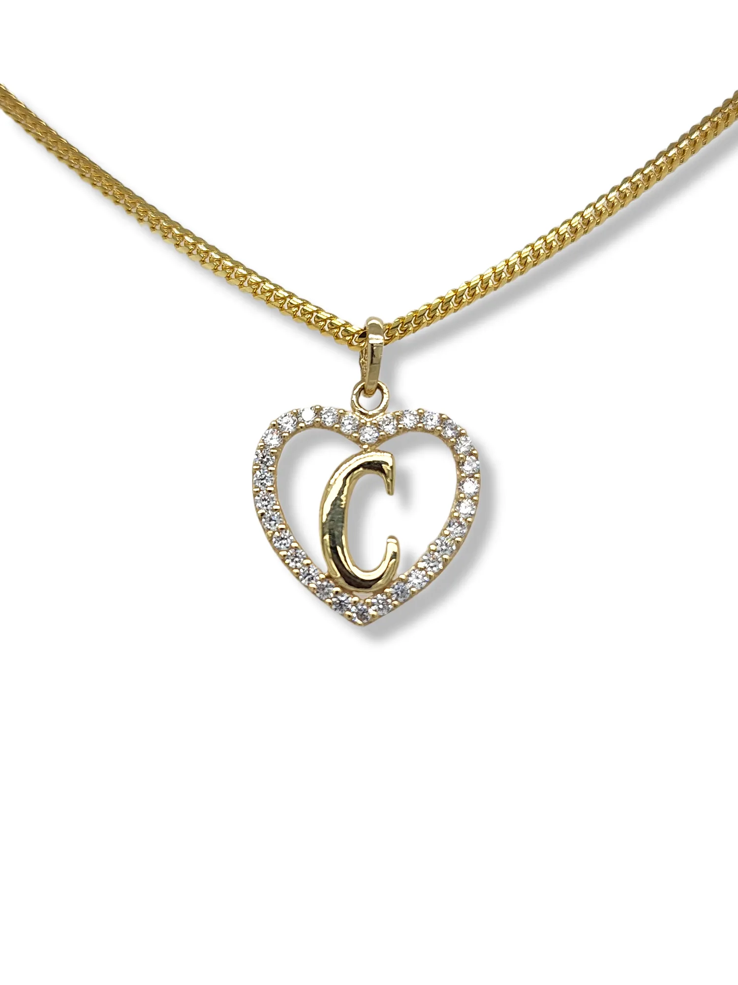 10K Yellow Gold Heart Letter Pendant