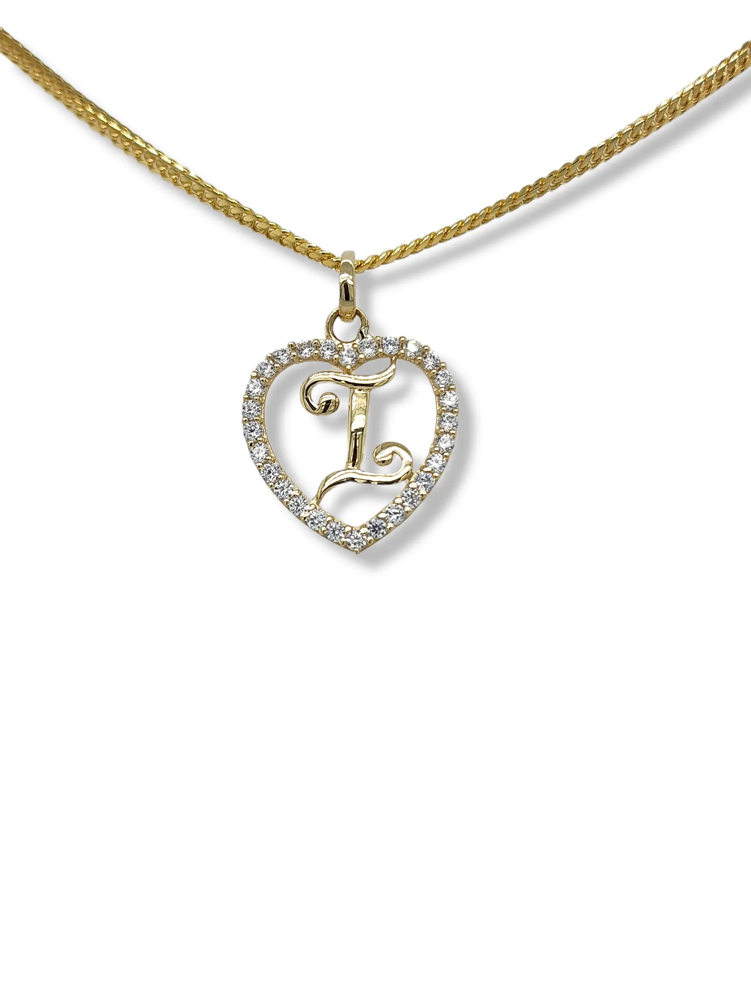10K Yellow Gold Heart Letter Pendant