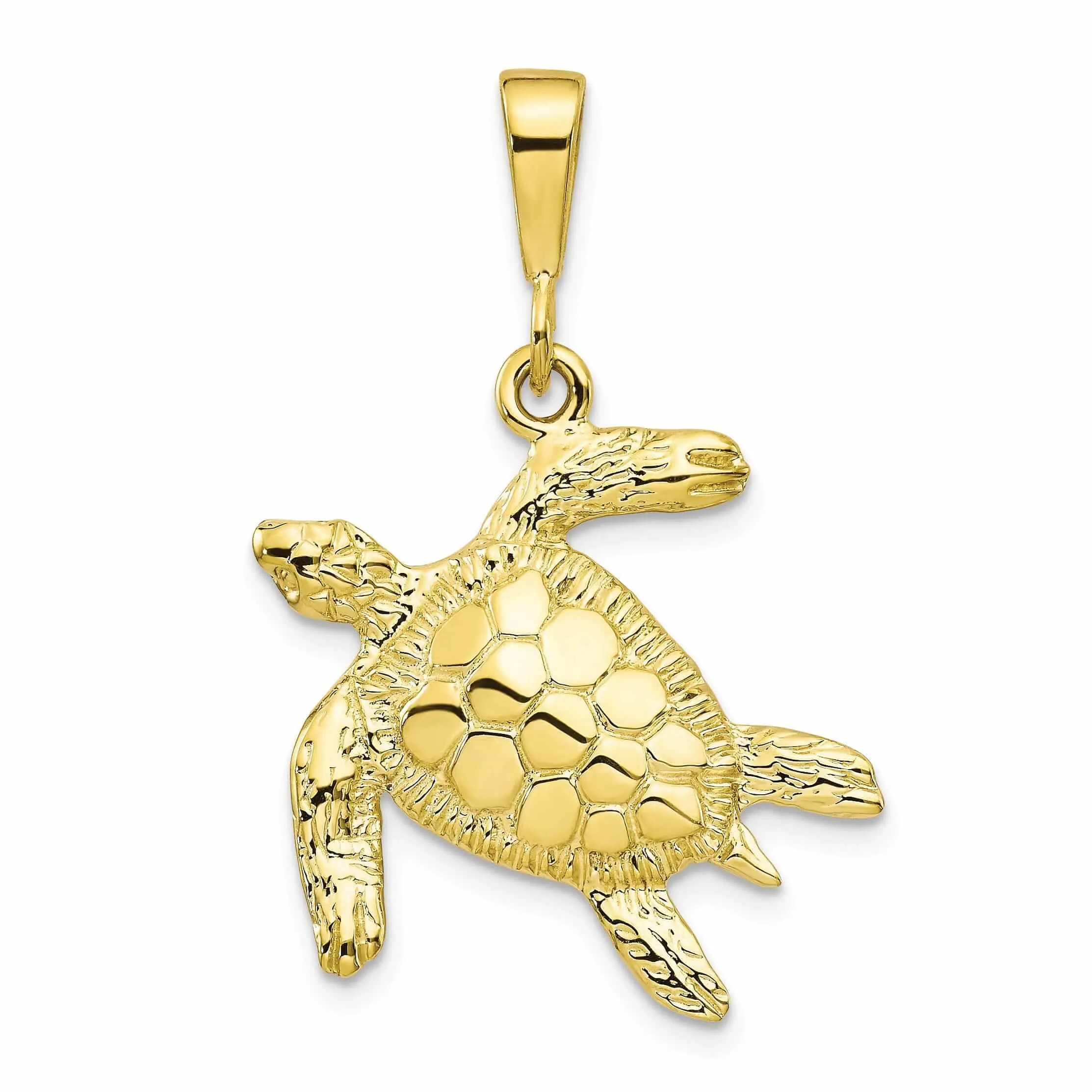 10k Yellow Gold Polished Finish Turtle Pendant