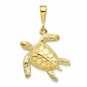 10k Yellow Gold Polished Finish Turtle Pendant