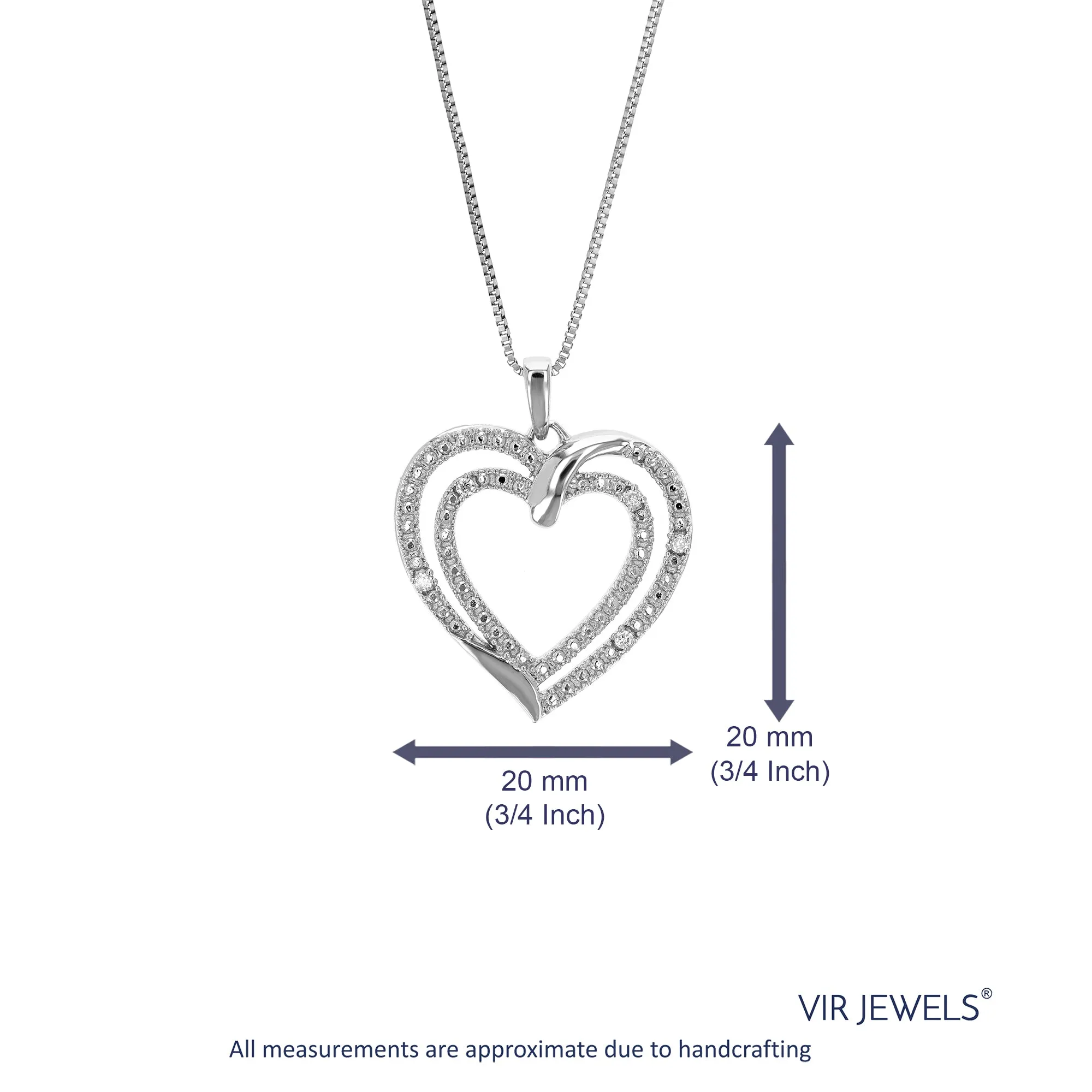 1/20 cttw Lab Grown Diamond Double Heart Pendant in Sterling Silver