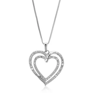 1/20 cttw Lab Grown Diamond Double Heart Pendant in Sterling Silver