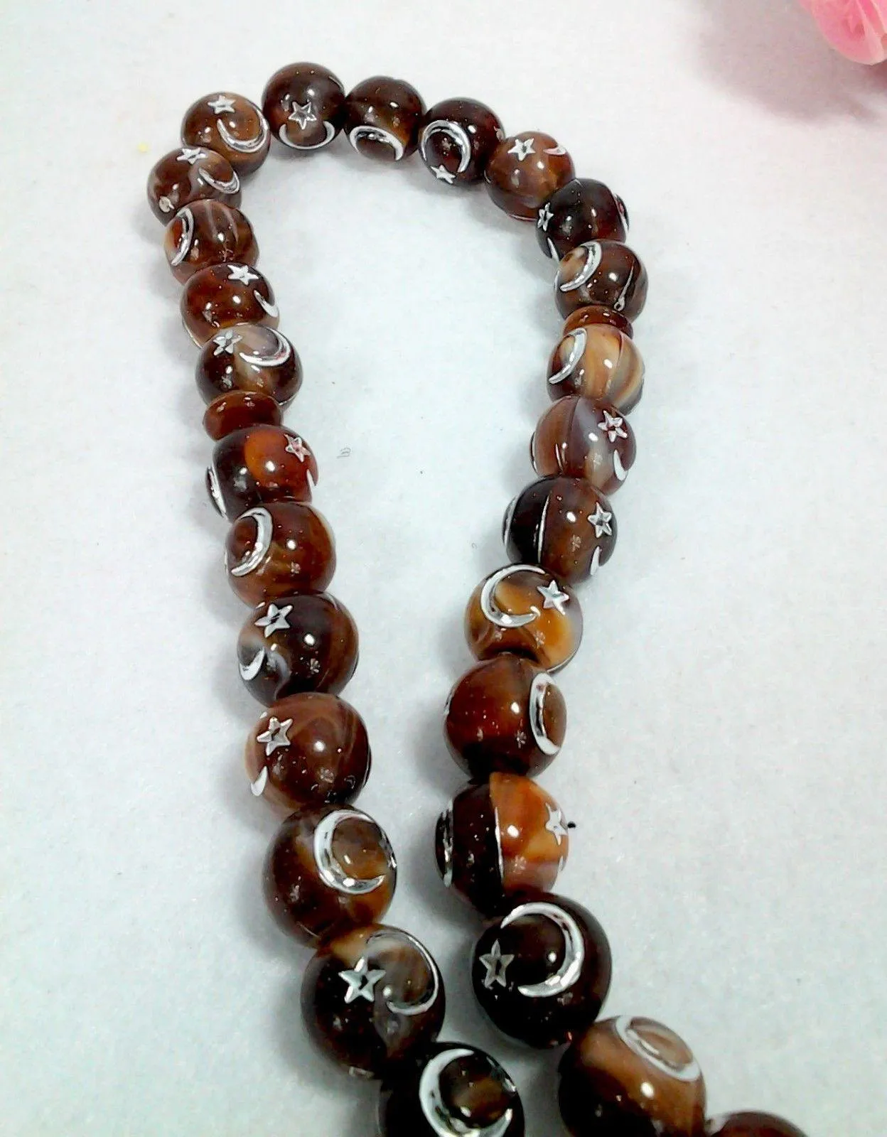 12mm Prayer Beads 33 Islamic Salah Masbaha Star & Moon