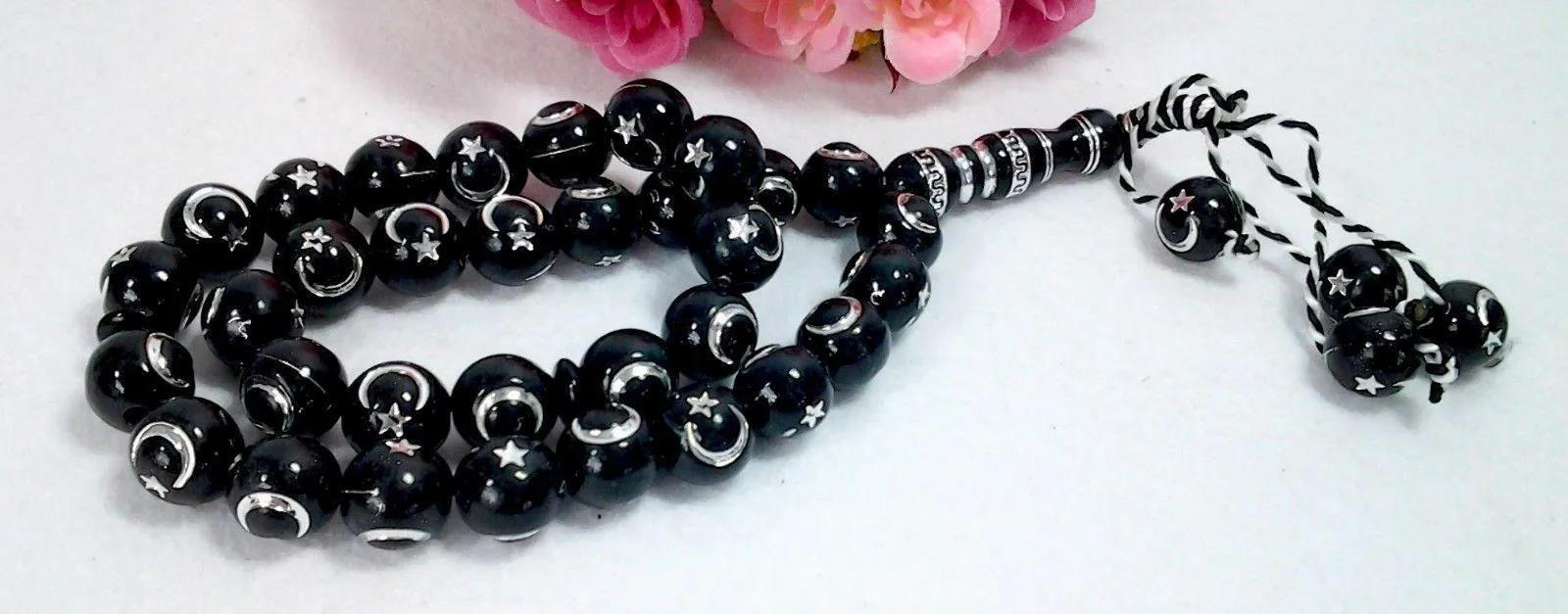 12mm Prayer Beads 33 Islamic Salah Masbaha Star & Moon