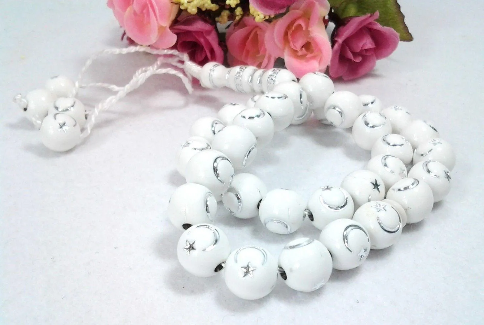 12mm Prayer Beads 33 Islamic Salah Masbaha Star & Moon