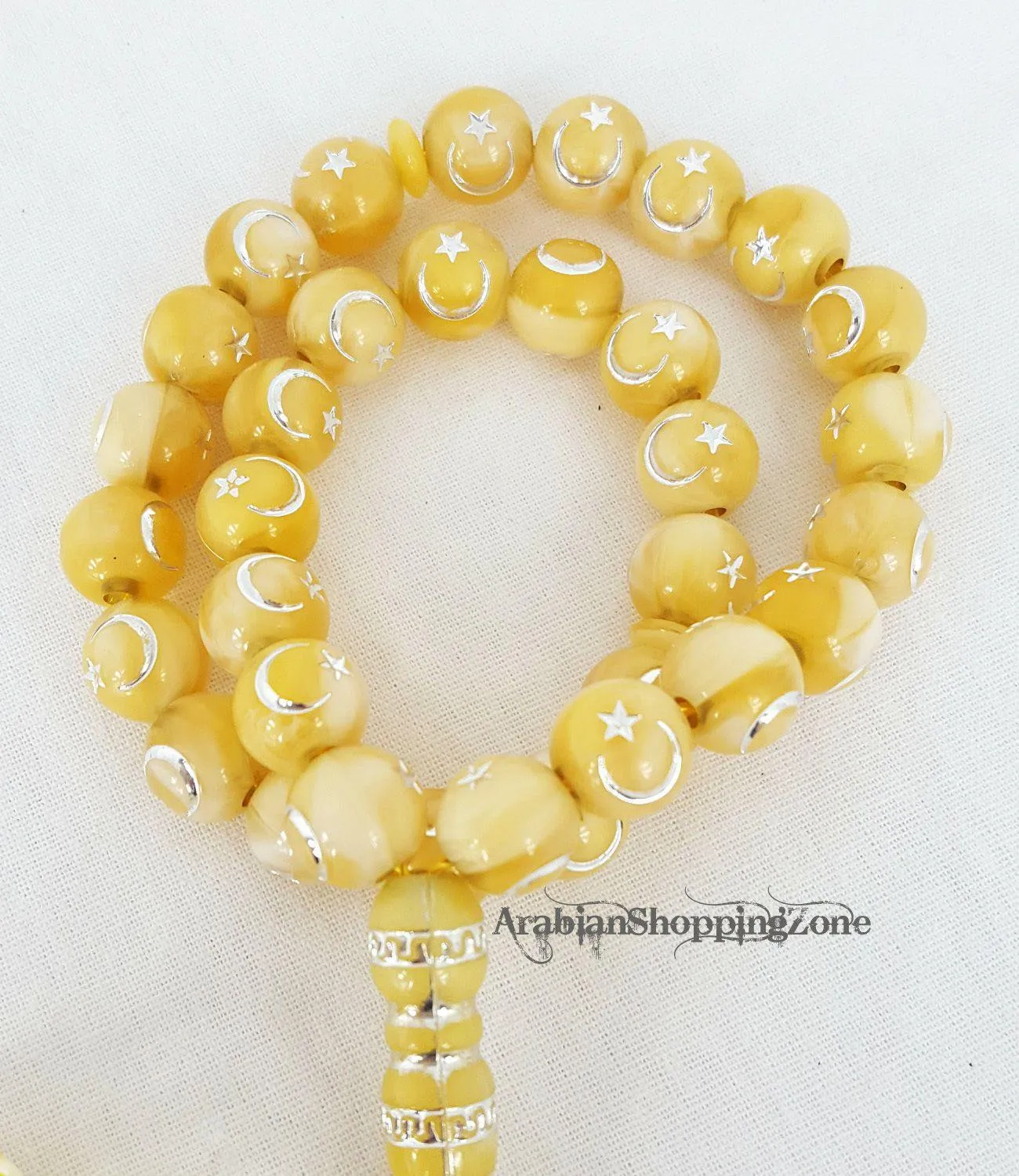 12mm Prayer Beads 33 Islamic Salah Masbaha Star & Moon