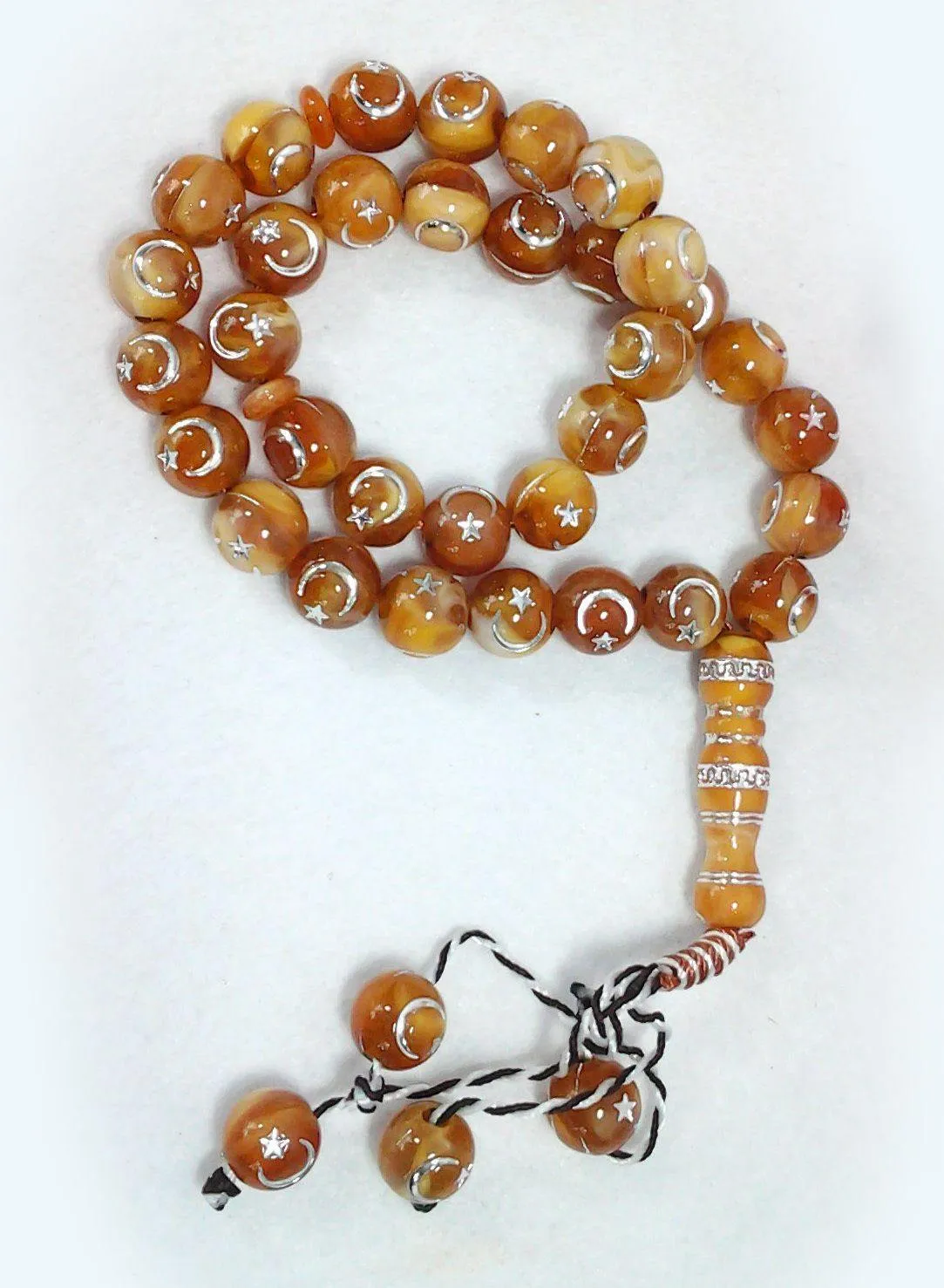12mm Prayer Beads 33 Islamic Salah Masbaha Star & Moon