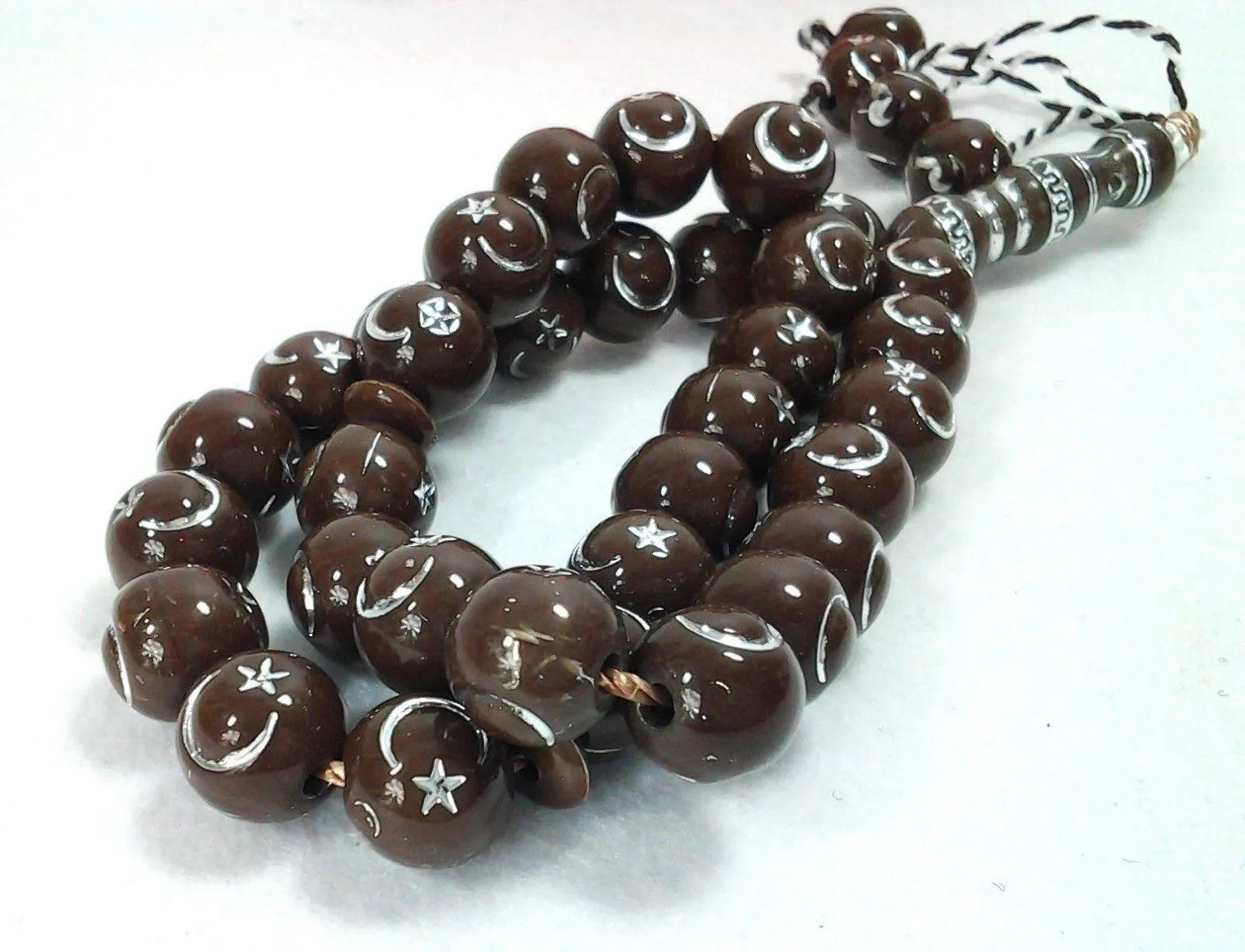 12mm Prayer Beads 33 Islamic Salah Masbaha Star & Moon