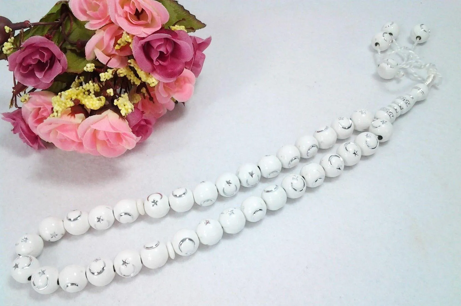 12mm Prayer Beads 33 Islamic Salah Masbaha Star & Moon