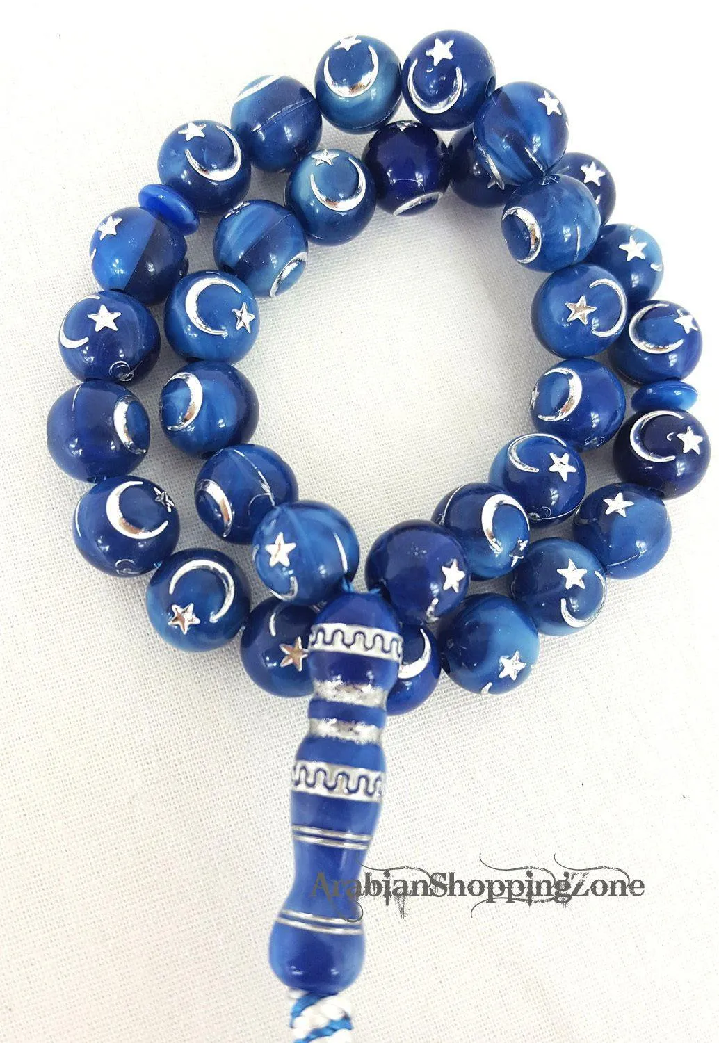 12mm Prayer Beads 33 Islamic Salah Masbaha Star & Moon