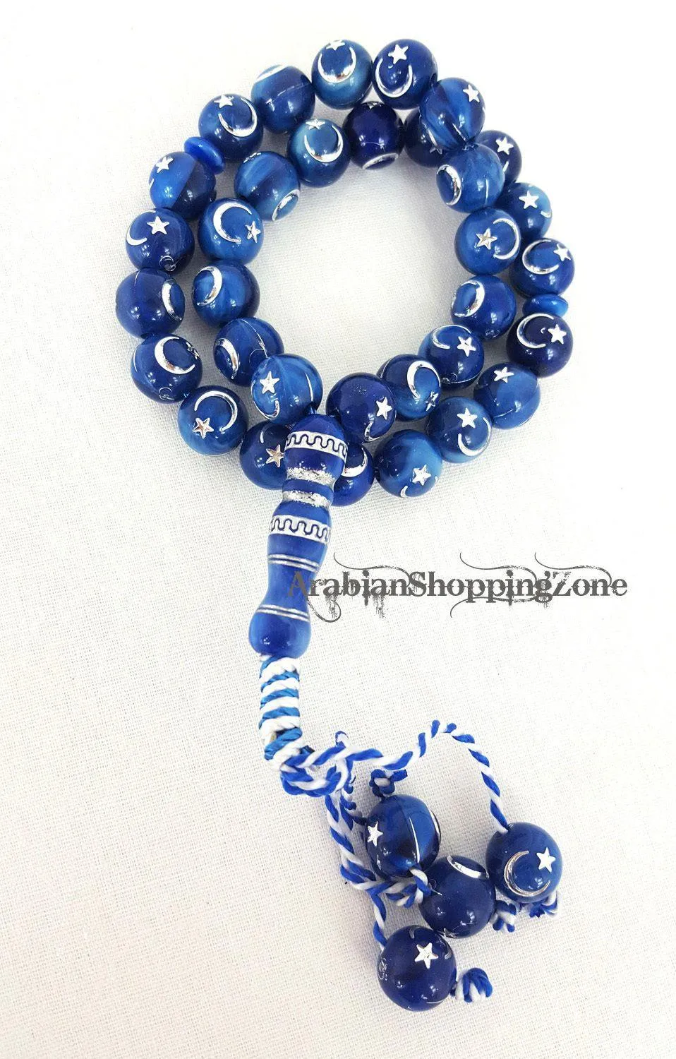 12mm Prayer Beads 33 Islamic Salah Masbaha Star & Moon