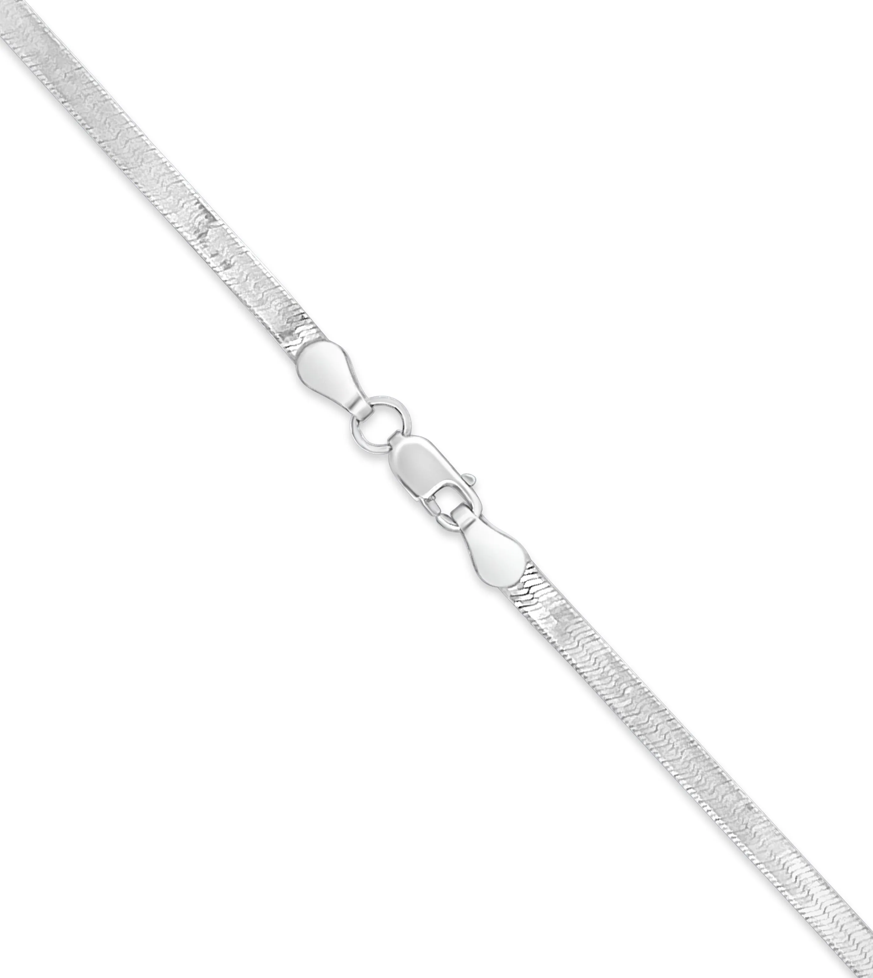 14k White Gold Herringbone Chain Bracelet