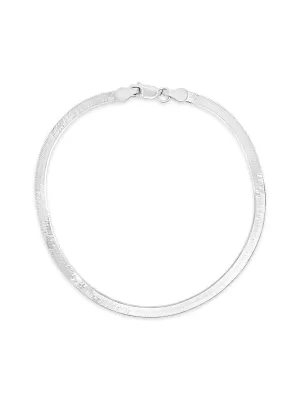 14k White Gold Herringbone Chain Bracelet