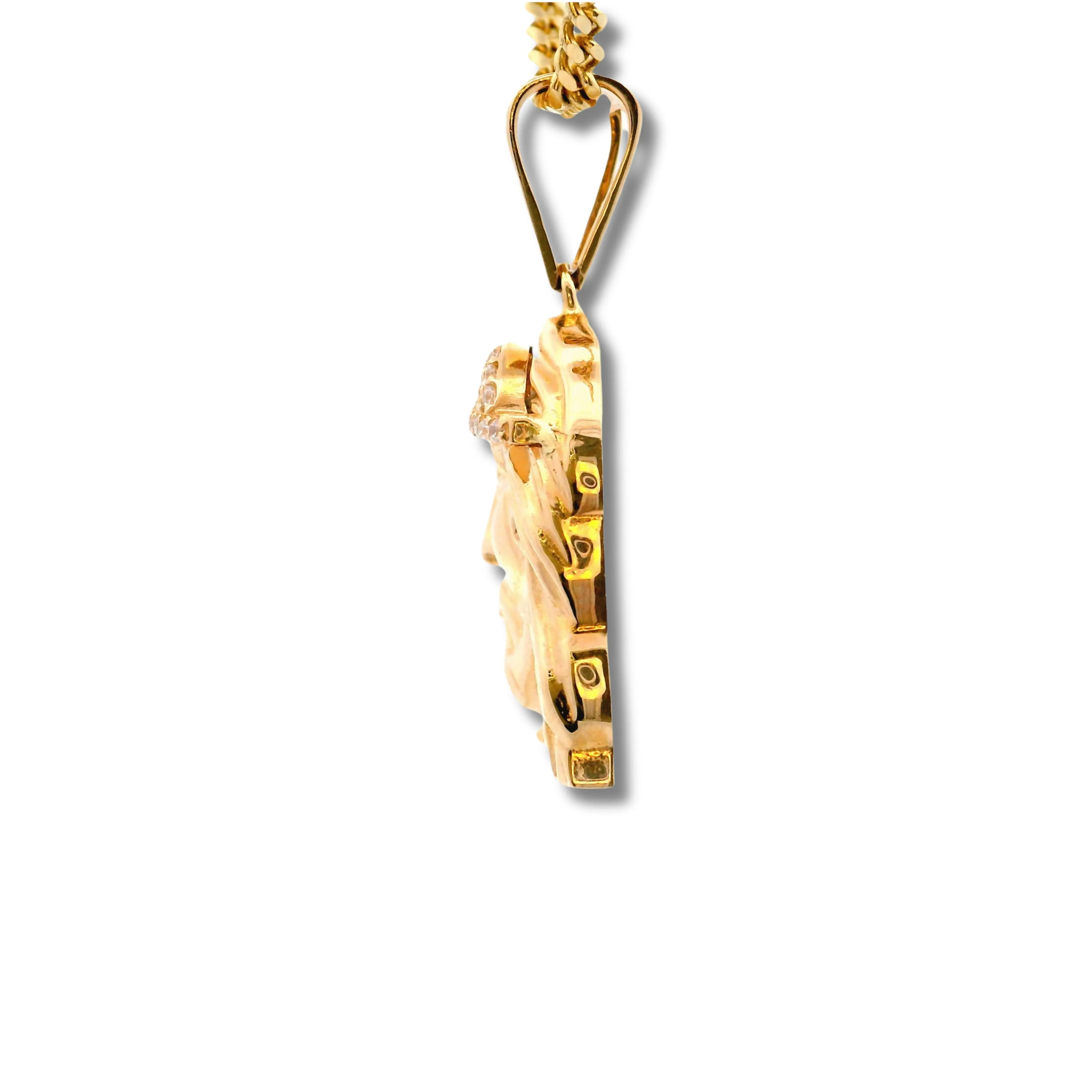 14K Yellow Gold Jesus Head Pendant