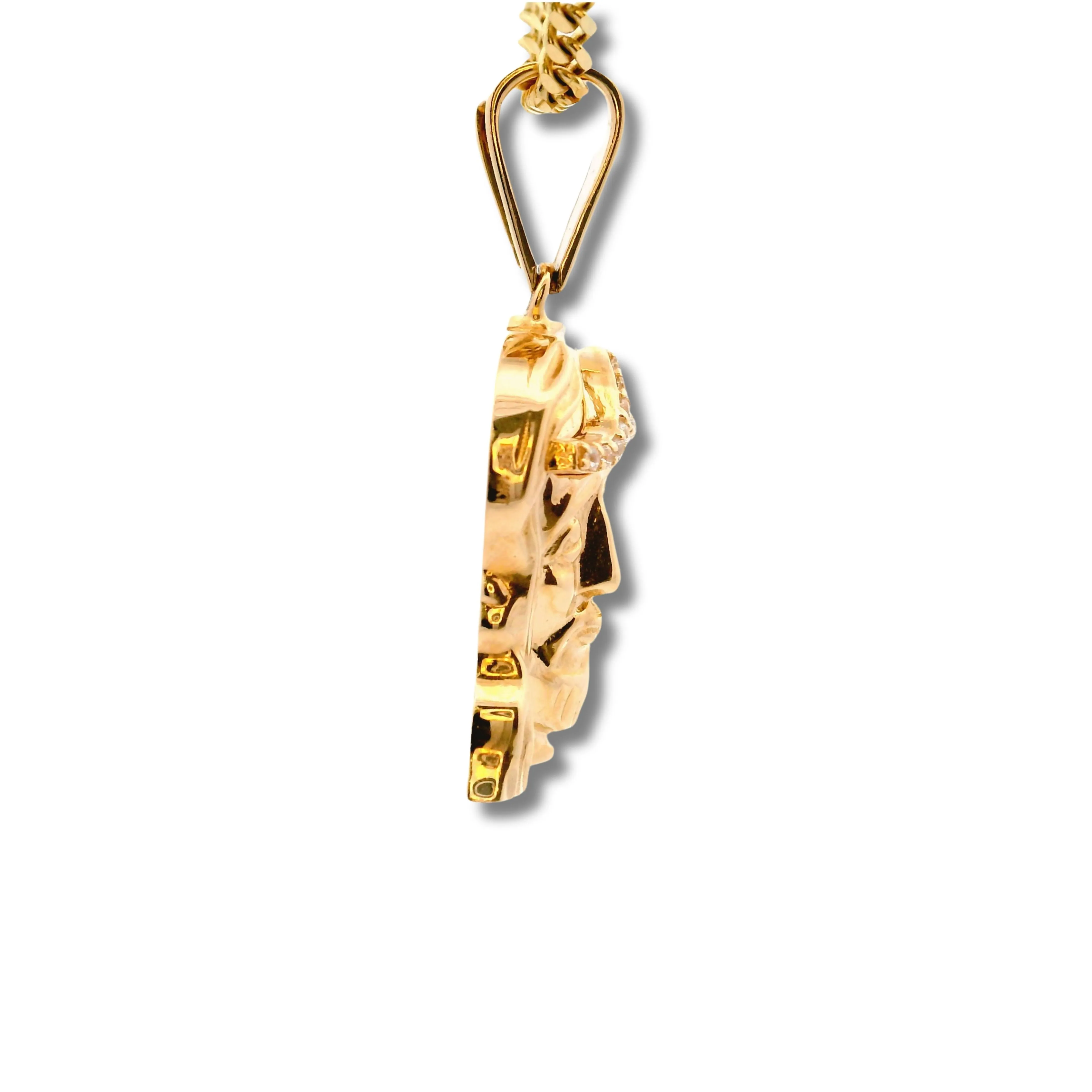 14K Yellow Gold Jesus Head Pendant