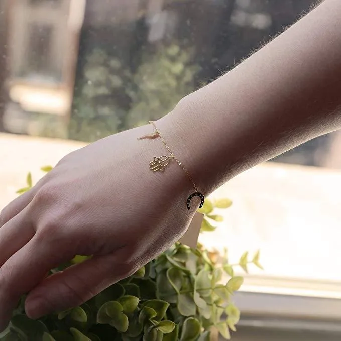 14K Yellow Gold Lucky Charm Bracelet